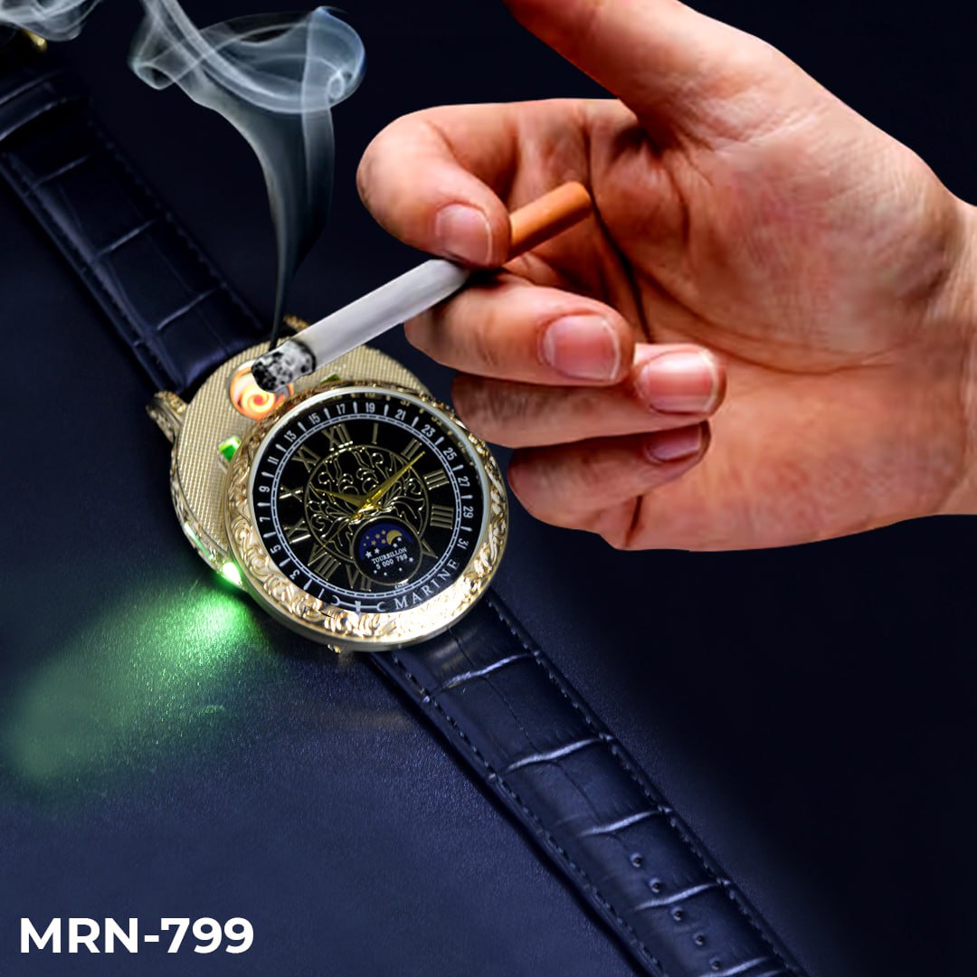 MRN-799 RELOJ MARINE DORADO/NEGRO CUERO